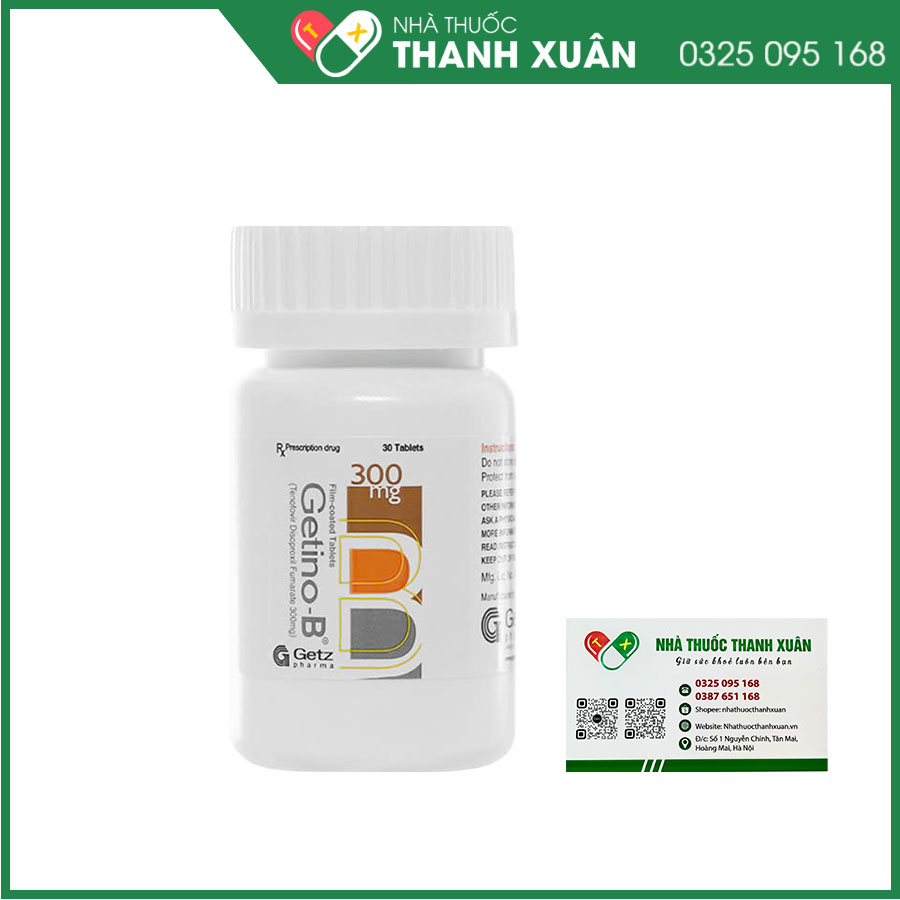 Thuốc Thuốc Getino-B điều trị viêm gan B hoặc kết hợp với thuốc kháng để kiểm soát HIV ở người trưởng thành